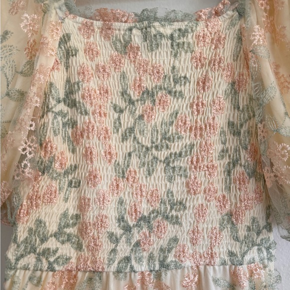 Hayden Cream and Pink Smocked Floral dress - Picture 4 of 6